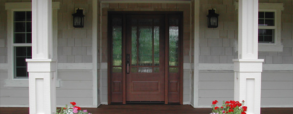 Inviting Wood Entry Door with Sidelights